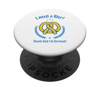 I Need A Bier - Thank God I'm German (Graphique Bretzel) PopSockets PopGrip Adhésif