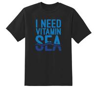 I Need Vitamin Sea Holiday Cheeky Novelty T Shirt Unisex Adults Black M