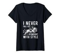 I Never Fall Off I Dismount With Style - T-shirt Cavalier T-Shirt avec Col en V