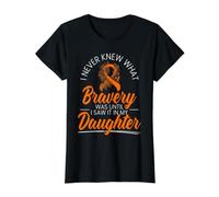 I Never Knew What Bravery Was Leukemia Supporter de Sensibilisation à la leucémie T-Shirt Graphique avec Valeur, Femme, Noir, L