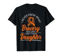 I Never Knew What Bravery Was Leukemia Supporter de Sensibilisation à la leucémie T-Shirt Graphique avec Valeur, Homme, Noir, M