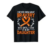 I Never Knew What Bravery Was Leukemia Supporter de Sensibilisation à la leucémie T-Shirt Graphique avec Valeur, Homme, Noir, S