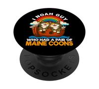 I Noah Guy Qui Avait Une Paire de Maine Coons, Le Chat de l'arche de Noé PopSockets PopGrip Adhésif