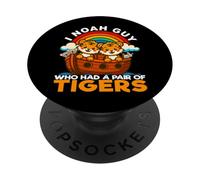 I Noah Guy Qui Avait Une Paire de Tigres L'arche de Noé Religion PopSockets PopGrip Adhésif