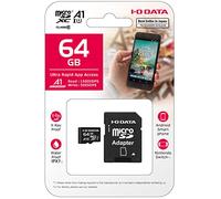 I-O Data MSD-A1-64G Carte mémoire microSDXC avec Adaptateur SD Vitesse de Transfert jusqu'à 104 Mo/s Performances AP1, Classe 10, U1, IPX7, 64 Go