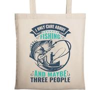 I Only Care About Fishing and Maybe Three People Sac fourre-tout en coton écologique Beige