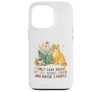 I Only Care About My Cat Coffee Books and 3 People Reading Coque pour iPhone 13 Pro