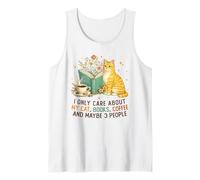 I Only Care About My Cat Coffee Books and 3 People Reading Débardeur