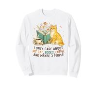 I Only Care About My Cat Coffee Books and 3 People Reading Sweatshirt