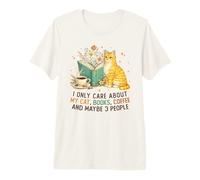 I Only Care About My Cat Coffee Books and 3 People Reading T-Shirt Haut de Gamme