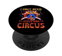 I Only Need Jesus and Circus Carnival Party Staff Dompteur PopSockets PopGrip Adhésif