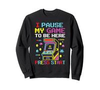 I Pause My Game to Be Here Rétro Arcade Gamer Funny Pixel Sweatshirt