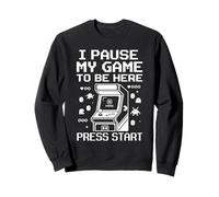 I Pause My Game to Be Here Rétro Arcade Gamer Funny Pixel Sweatshirt