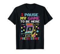 I Pause My Game to Be Here Rétro Arcade Gamer Funny Pixel T-Shirt