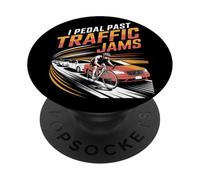 I Pedal Past Traffic Embouteillages Vélo PopSockets PopGrip Adhésif