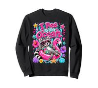 I Pee in The Ocean Funny Raccoon Flamingo Float Summer Humour Sweatshirt