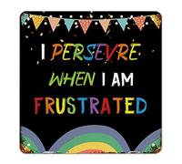 I Persevere When I'm Frustrated Panneau en métal pour le premier jour d'école Décoration de salle de classe Peint Livre d'art Panneau en métal pour enfants et enseignants 25,4 x 25,4 cm