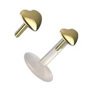 I Piercing à lèvres I Plug in I Or jaune massif 585 + plastique bio I 1,2 x 8 x 3,5 mm I 46025-8 I
