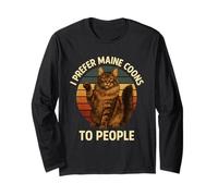 I Prefer Maine Coons to People Funny Cat Lover Rétro Vintage Manche Longue