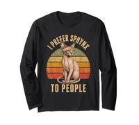 I Prefer Sphynx to People Funny Cat Owner Introverti Manche Longue