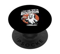 I Put The Boo In Bourbon Lovers Funny Halloween Ghost Booze PopSockets PopGrip Adhésif