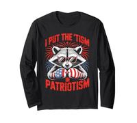 I Put The Tism in Patriotism Boxing Raccoon Manche Longue