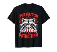 I Put The Tism in Patriotism Boxing Raccoon T-Shirt