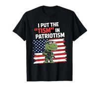 I Put The Tism in Patriotism Drapeau USA Dinosaure T-Rex Autism T-Shirt