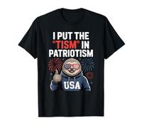 I Put The Tism in Patriotism Drapeau USA Paresseux Autisme Awareness T-Shirt