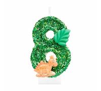 i-QiQi Bougie d'anniversaire en forme de chiffre 8 à paillettes pour décoration de gâteau d'anniversaire Thème animal vert