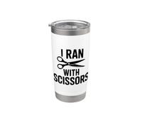I Ran With Scissors Funny Humour For Caution Lovers Gobelet isotherme en acier inoxydable double paroi