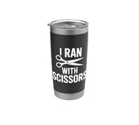 I Ran With Scissors Funny Humour For Caution Lovers Gobelet isotherme en acier inoxydable double paroi