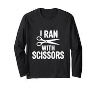 I Ran with Scissors Funny Humour for Caution Lovers Manche Longue