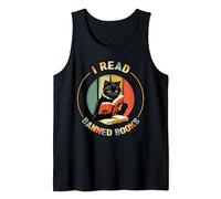 I Read Banned Book Funny Book Lover Vintage Cat Lire des livres Débardeur