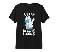I Read Banned Books - Chat Ringard Mignon pour Les Amateurs de Livres T-Shirt Haut de Gamme