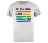 I Read Banned Books Rainbow T-Shirt Homme Gris en Coton Basique Basic Cotton Grey Men's T-Shirt