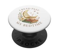 I Read Past My Bedtime Cozy Moon Book Lover PopSockets PopGrip Adhésif