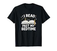 I Read Past My Bedtime Open Book Moon Stars Graphic T-Shirt