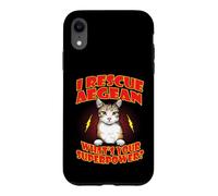 I Rescue Aegean Cat What's Your Superpower Funny Cats Lover Coque pour iPhone XR