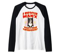 I Rescue Manx Cat What's Your Superpower Funny Cats Lover Manche Raglan