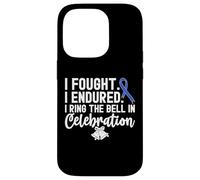 I Ring The Bell in Celebration Ruban Bleu Cancer du côlon Coque pour iPhone 14 Pro