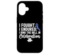 I Ring The Bell in Celebration Ruban Bleu Cancer du côlon Coque pour iPhone 16