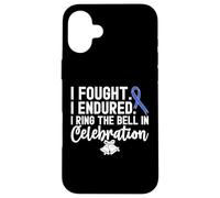 I Ring The Bell in Celebration Ruban Bleu Cancer du côlon Coque pour iPhone 16 Plus