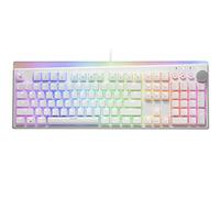 i-rocks K71M Clavier de jeu mécanique RVB avec bouton de contrôle multimédia, commutateurs Gateron (rouge), 104 touches avec NKRO, touches PBT, touches de raccourci multimédia, câble USB-C amovible et stockage intégré, blanc