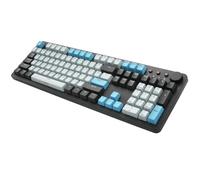 i-rocks K73M Clavier de jeu mécanique avec bouton de contrôle multimédia, 107 touches, touches PBT, raccourcis multimédias, câble USB-C amovible (commutateurs marron Cherry MX, bleu Cyberpunk)