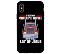 I Run on Caffeine Diesel et Jesus Christian Truck Driver OTR Coque pour iPhone X/XS