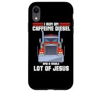 I Run on Caffeine Diesel et Jesus Christian Truck Driver OTR Coque pour iPhone XR