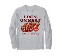 I Run on Meat Carbs Conspiracy Barbecue Keto Carnivore Manche Longue