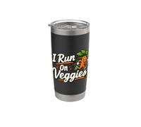 I Run On Veggies Vegan Runner Athlète à base de plantes Gobelet isotherme en acier inoxydable double paroi