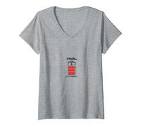 I Run Out of Energy Funny Runner Battery T-Shirt avec Col en V, Femme, Gris Chiné, M